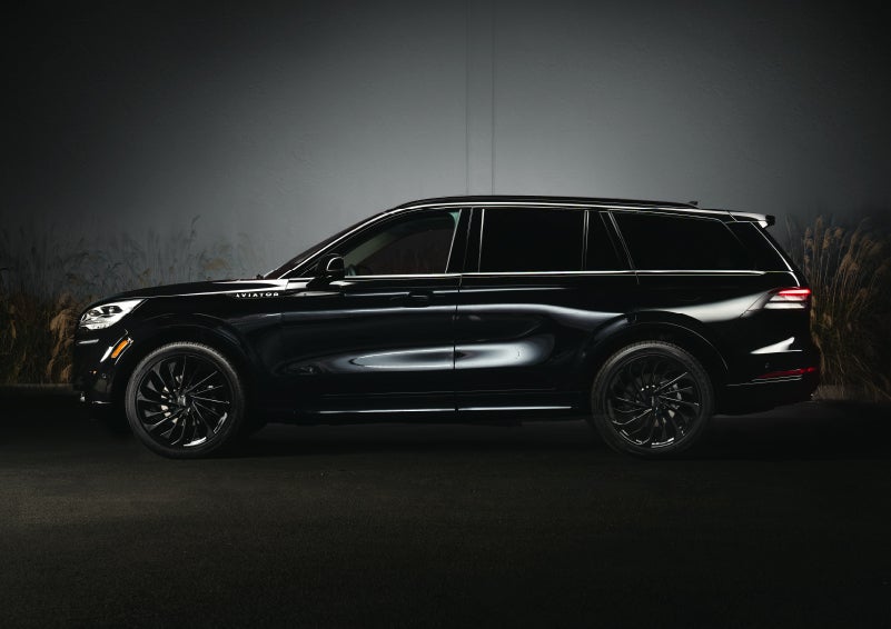 A 2024 Lincoln Aviator® SUV is shown in the Infinite Black exterior color | Maguire's Lincoln in Palmyra PA