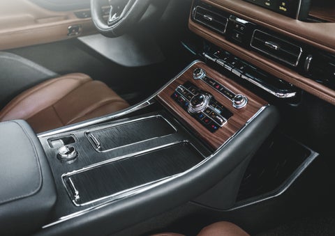 The front center console of a 2024 Lincoln Aviator® SUV is shown | Maguire's Lincoln in Palmyra PA