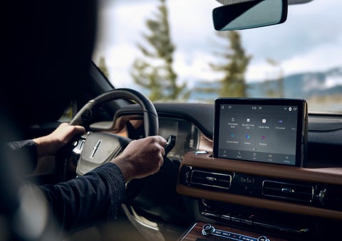 The center touch screen in a 2024 Lincoln Aviator® SUV is shown | Maguire's Lincoln in Palmyra PA