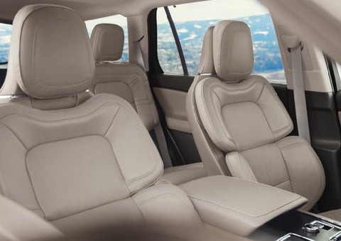 The interior of a 2024 Lincoln Aviator® SUV in the Sandstone interior color | Maguire's Lincoln in Palmyra PA
