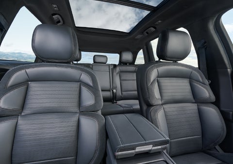 The spacious second row and available panoramic Vista Roof® is shown. | Maguire's Lincoln in Palmyra PA